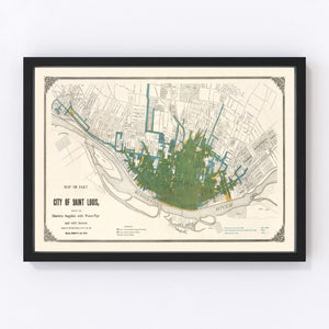 Vintage Map of Saint Louis, Missouri 1884