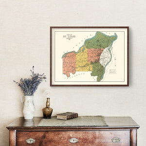 Vintage Map of St. Louis County, Missouri 1912
