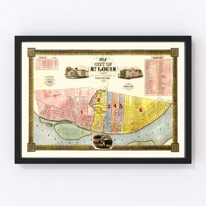 Vintage Map of Saint Louis, Missouri 1844