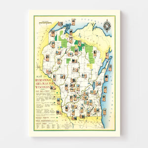Vintage Map of Wisconsin 1939