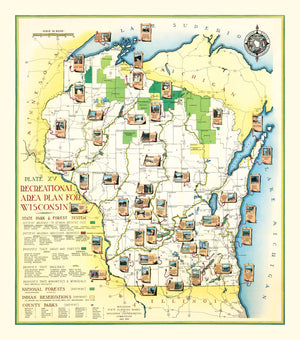 Vintage Map of Wisconsin 1939