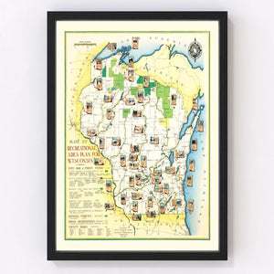 Vintage Map of Wisconsin 1939