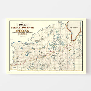 Vintage Fox River, WI Map 1839
