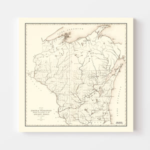 Vintage Map of Wisconsin 1855