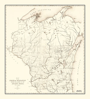 Vintage Map of Wisconsin 1855