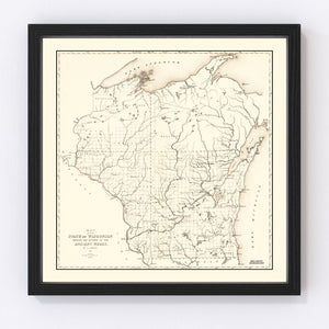 Vintage Map of Wisconsin 1855