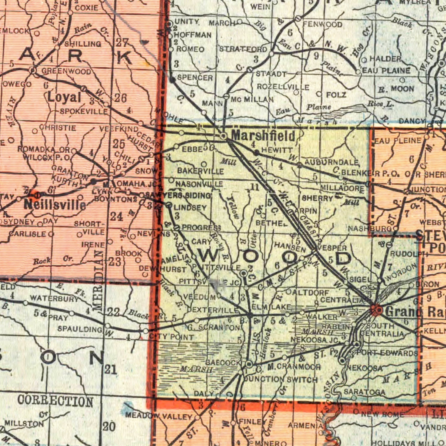 Vintage Map of Wisconsin 1907