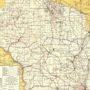 Vintage Railroad Map of Wisconsin 1908