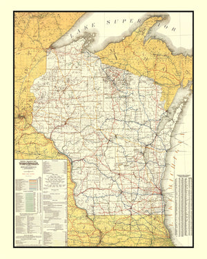 Vintage Railroad Map of Wisconsin 1908
