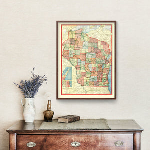 Vintage Map of Wisconsin 1913
