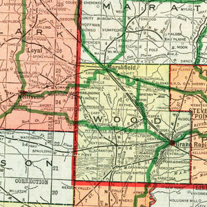 Vintage Map of Wisconsin 1913