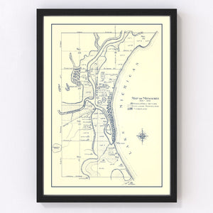 Vintage Map of Milwaukee, Wisconsin 1836