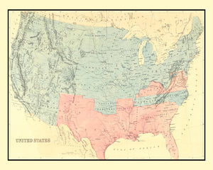 Vintage Republican Sweep of United States Map 1894