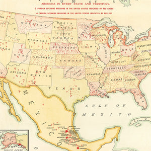 Vintage Missions of the Methodist Episcopal Church Map 1898