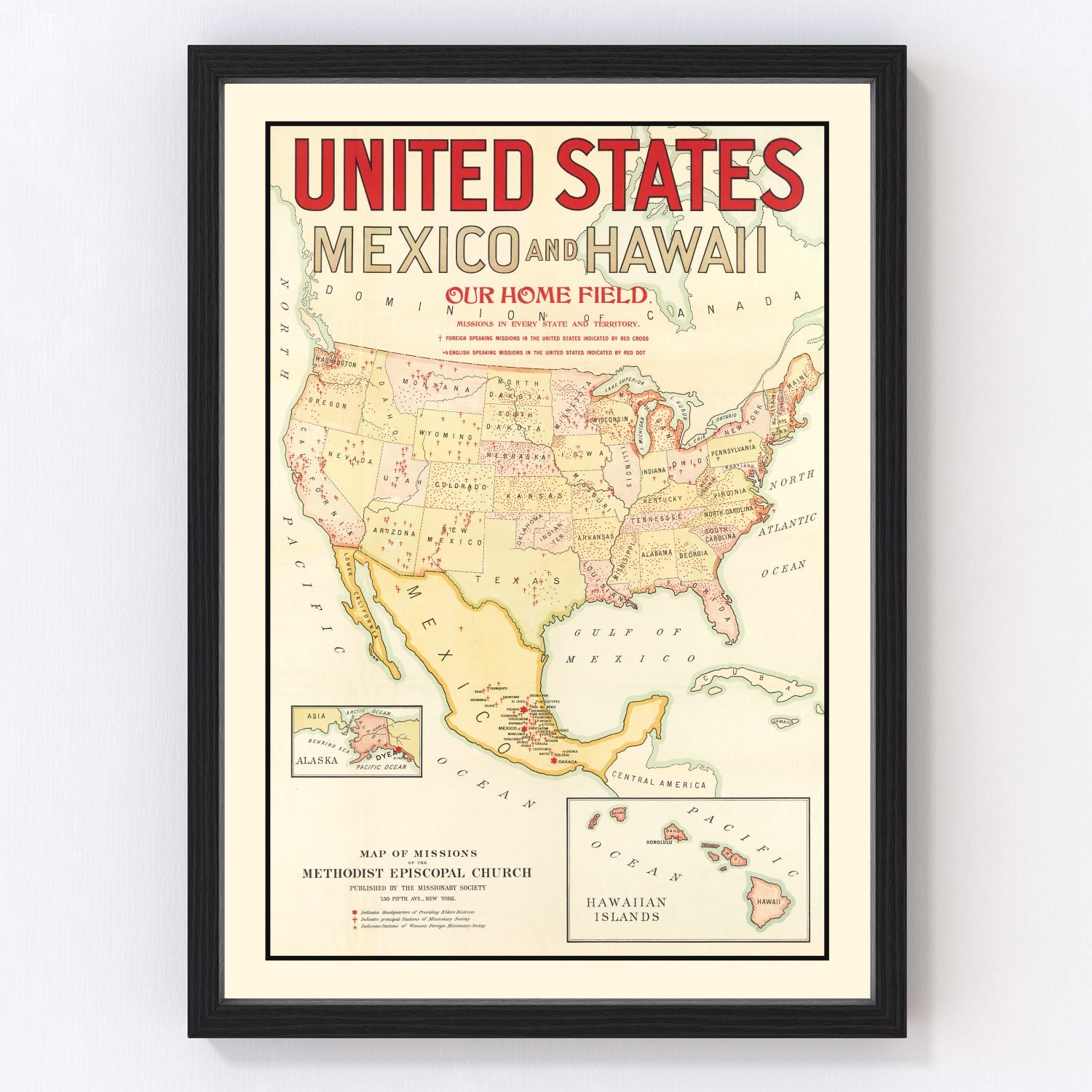 Vintage Missions of the Methodist Episcopal Church Map 1898