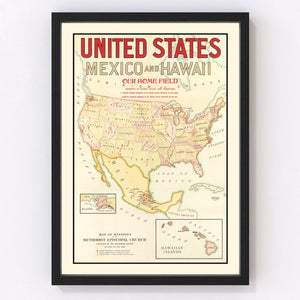 Vintage Missions of the Methodist Episcopal Church Map 1898