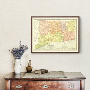 Vintage Map of Connecticut 1900