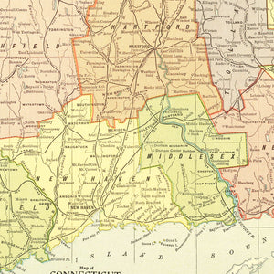 Vintage Map of Connecticut 1900