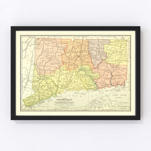 Vintage Map of Connecticut 1900