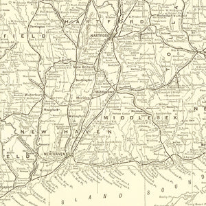Vintage Map of Connecticut 1898