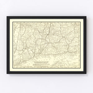 Vintage Map of Connecticut 1898