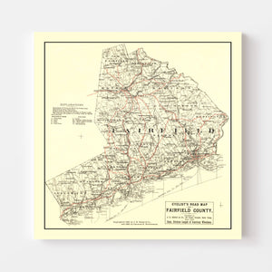 Vintage Map of Fairfield County, Connecticut 1885