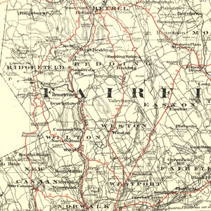 Vintage Map of Fairfield County, Connecticut 1885