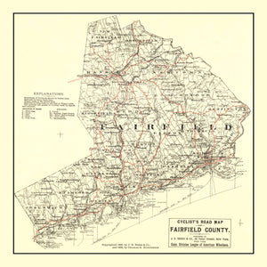 Vintage Map of Fairfield County, Connecticut 1885