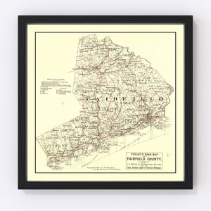 Vintage Map of Fairfield County, Connecticut 1885