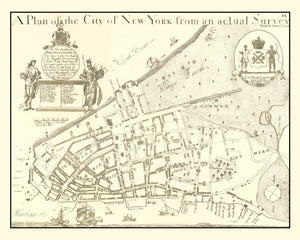 Vintage Map of New York City, New York 1728