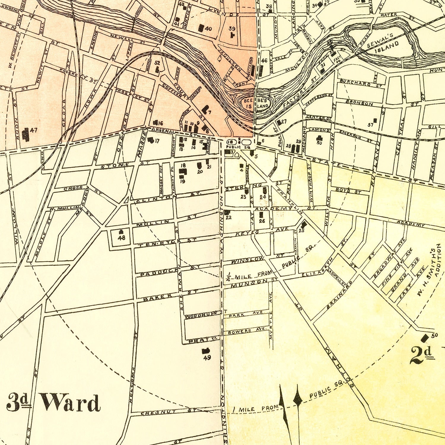 Vintage Map of Watertown, New York 1889