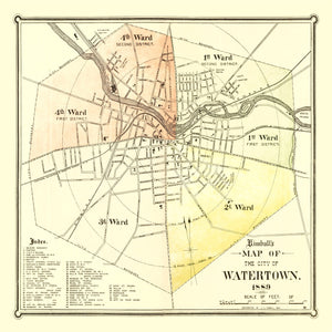 Vintage Map of Watertown, New York 1889