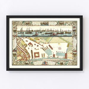Vintage Map of the Dockyard at Deptford 1753