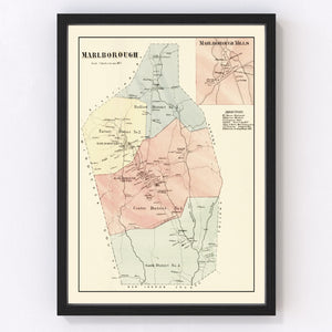 Vintage Map of Marlborough, Connecticut 1869