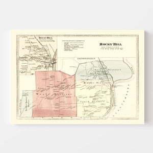 Vintage Map of Rocky Hill, Connecticut 1869