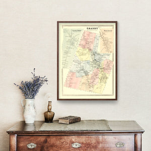 Vintage Map of Granby, Connecticut 1869
