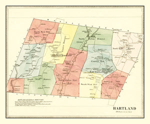 Vintage Map of Hartland, Connecticut 1869