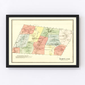 Vintage Map of Hartland, Connecticut 1869
