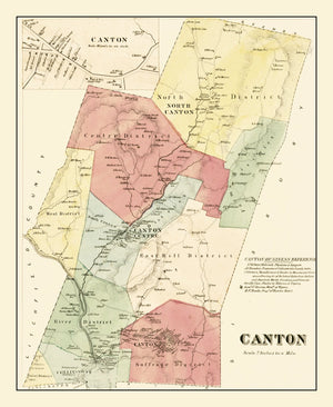 Vintage Map of Canton, Connecticut 1869