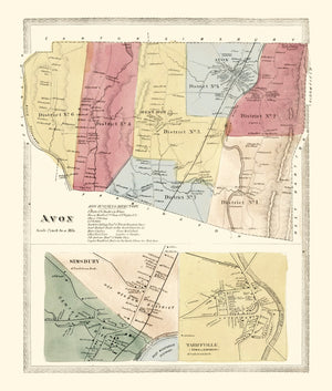 Vintage Map of Avon, Connecticut 1869