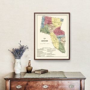 Vintage Map of Town of Coventry, Connecticut 1869