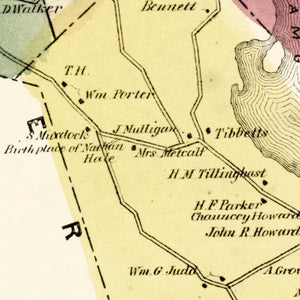Vintage Map of Town of Coventry, Connecticut 1869