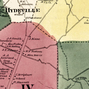 Vintage Map of Stafford, Connecticut 1869