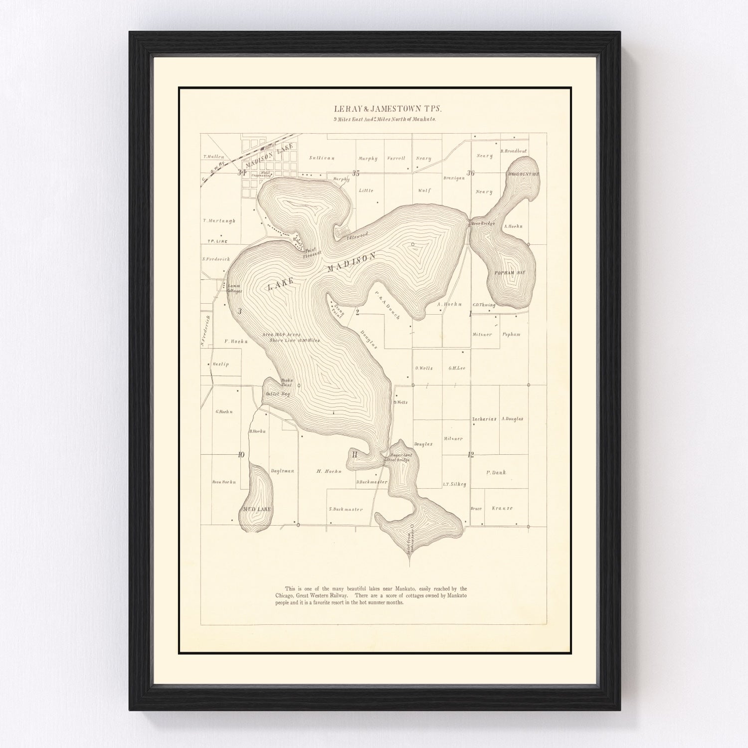 Vintage Map of Town of Tolland, Connecticut 1869