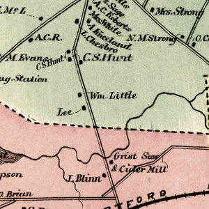 Vintage Map of Town of Vernon, Connecticut 1869