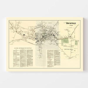 Vintage Map of Rockville, Connecticut 1869