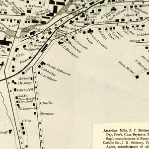 Vintage Map of Rockville, Connecticut 1869