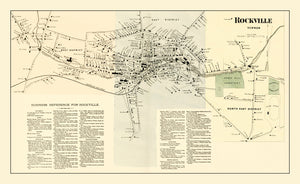 Vintage Map of Rockville, Connecticut 1869