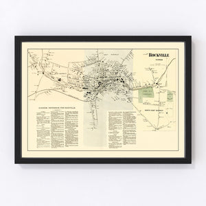 Vintage Map of Rockville, Connecticut 1869