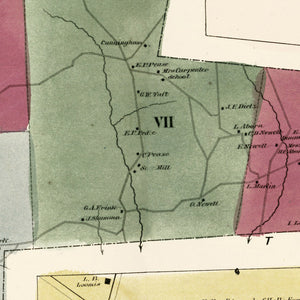 Vintage Map of Town of Ellington, Connecticut 1869